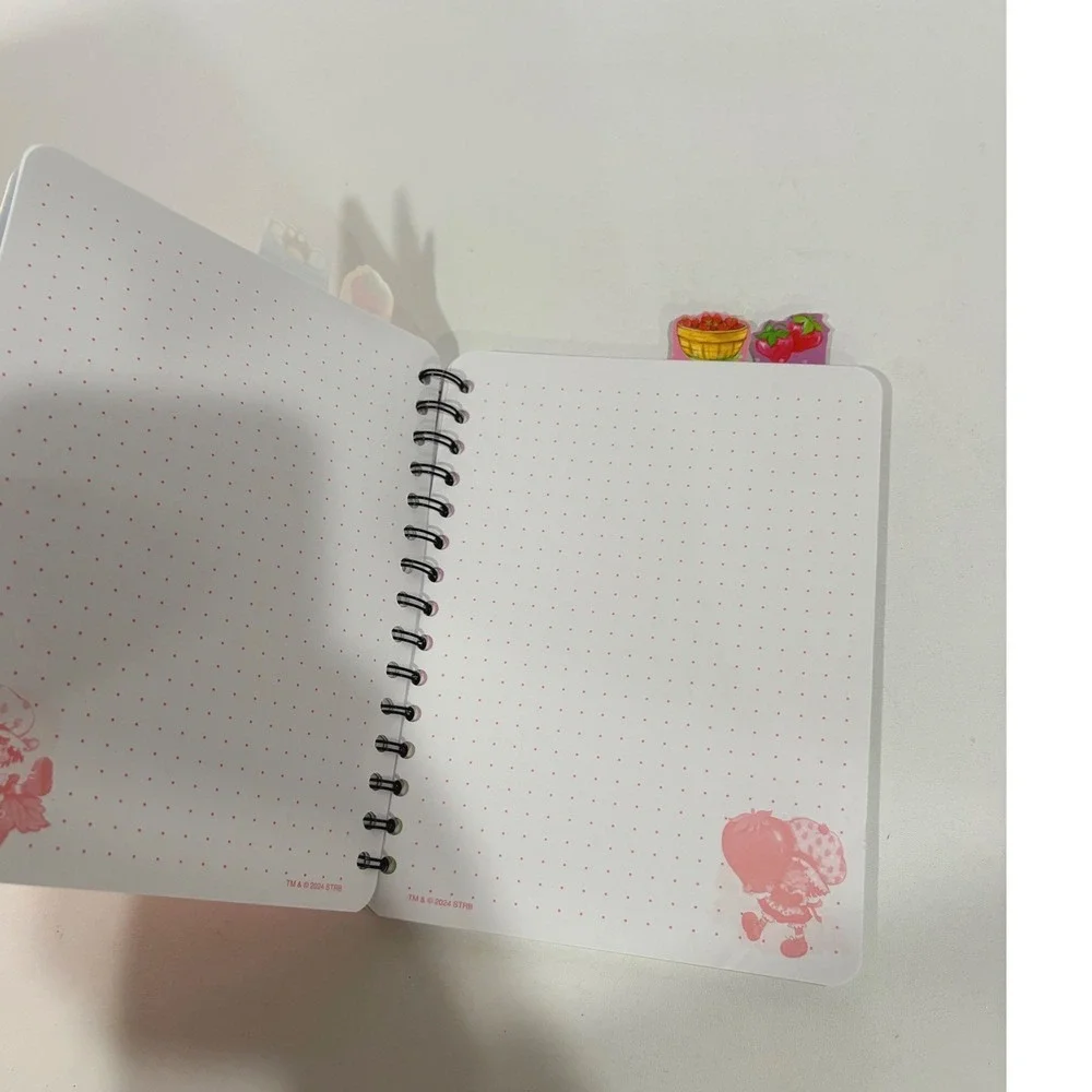 Strawberry Shortcake Tabbed Spiral Notebook Inkology Pink Dot Grid Journal 2024